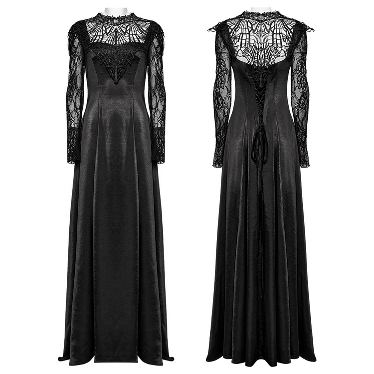 US SALE of Long Gothic Dress with Lace Sleeves and Drawstring Back - image 3