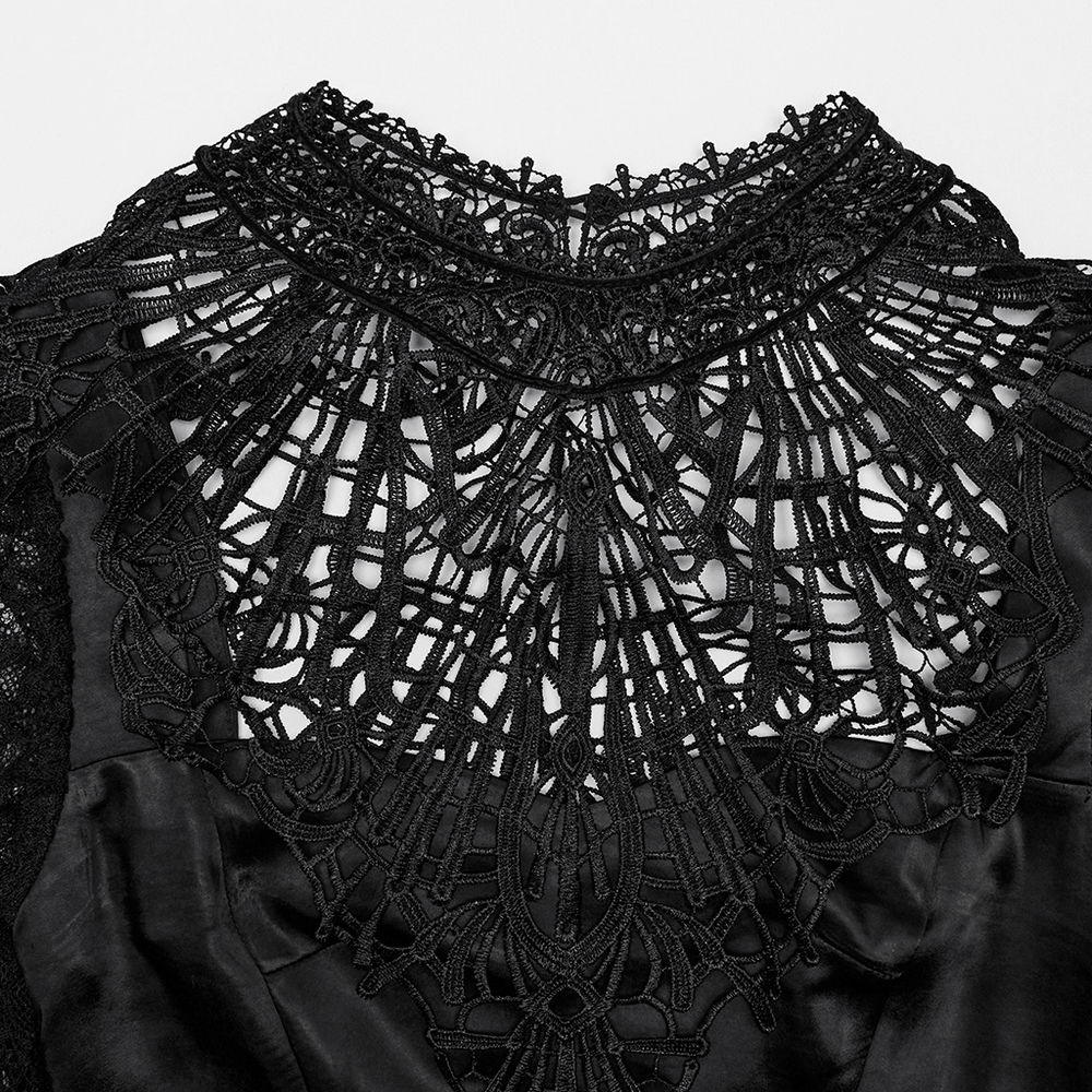 Long Gothic Dress with Lace Sleeves and Drawstring Back - image 7