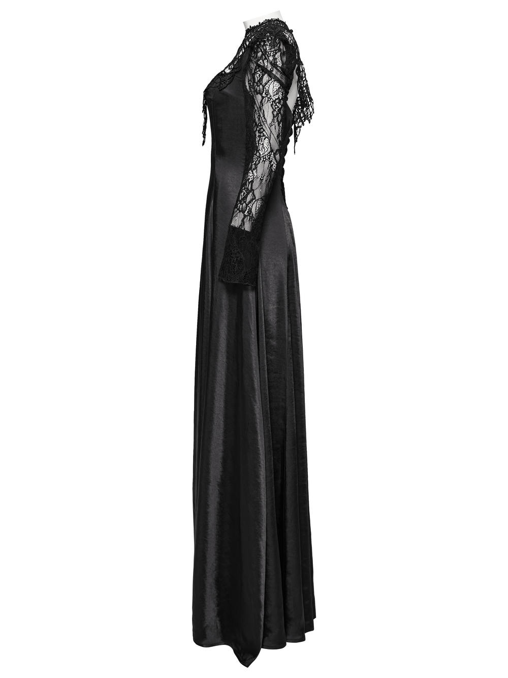 Long Gothic Dress with Lace Sleeves and Drawstring Back - image 5