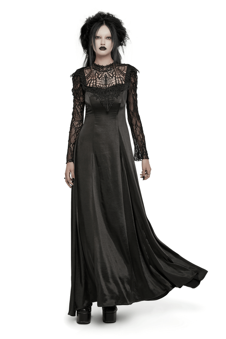 US SALE of Long Gothic Dress with Lace Sleeves and Drawstring Back - image 1