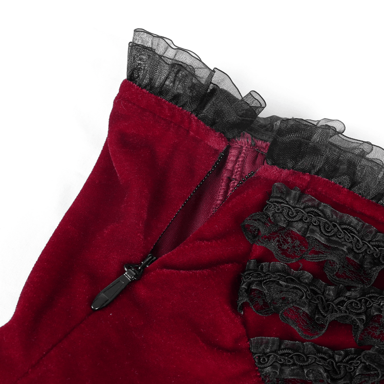 Luxurious Burgundy Velvet Gothic Lolita Dress with Straps - image 8