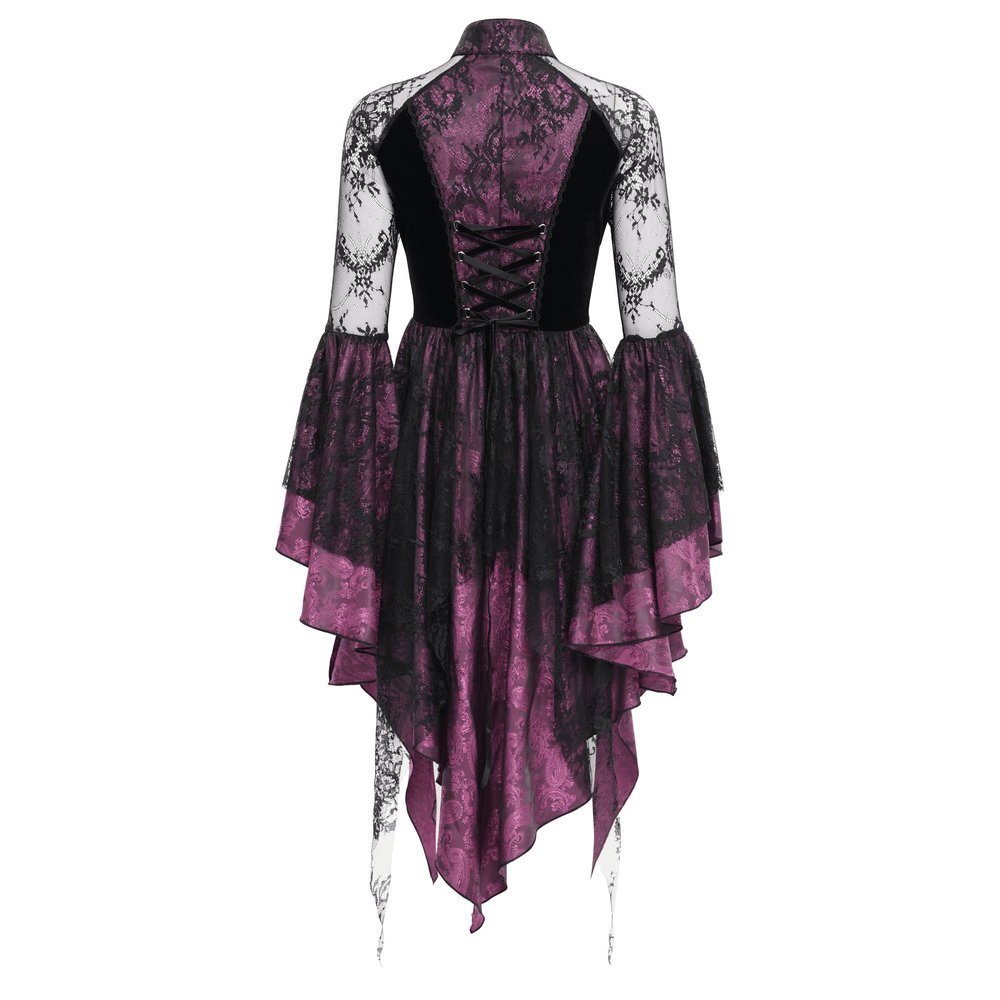Mysterious Lace Cheongsam Dress with High Collar - image 5