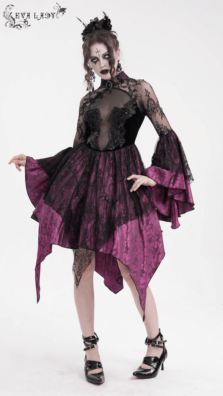 Mysterious Lace Cheongsam Dress with High Collar - image 13