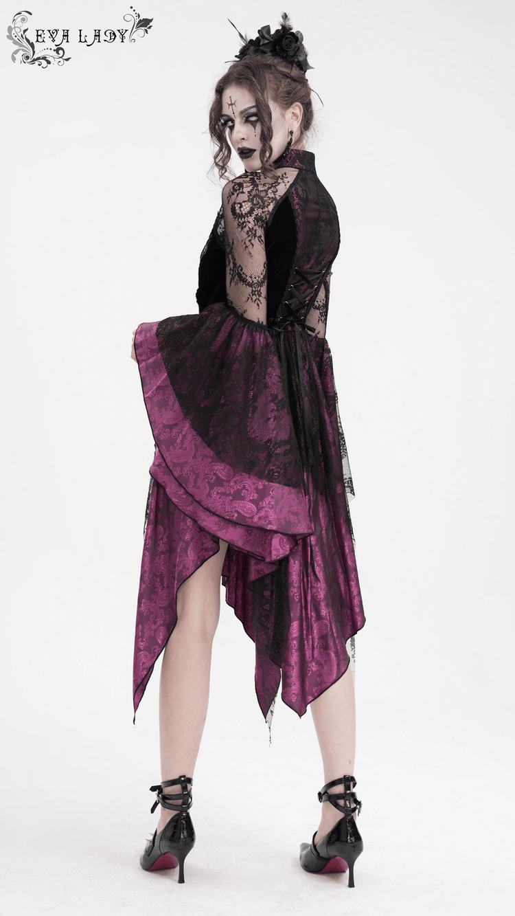 Mysterious Lace Cheongsam Dress with High Collar - image 14