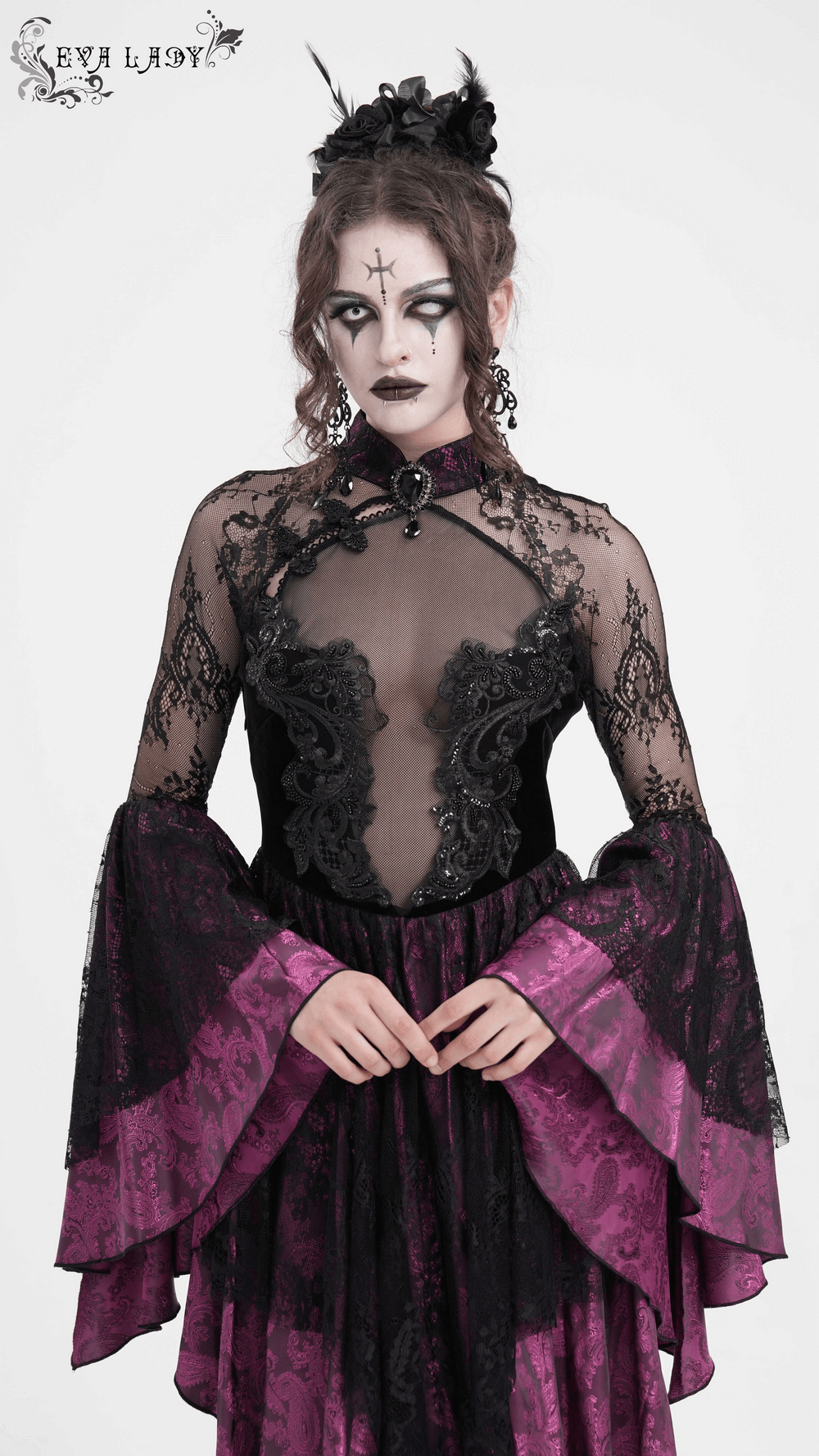 Mysterious Lace Cheongsam Dress with High Collar - image 12
