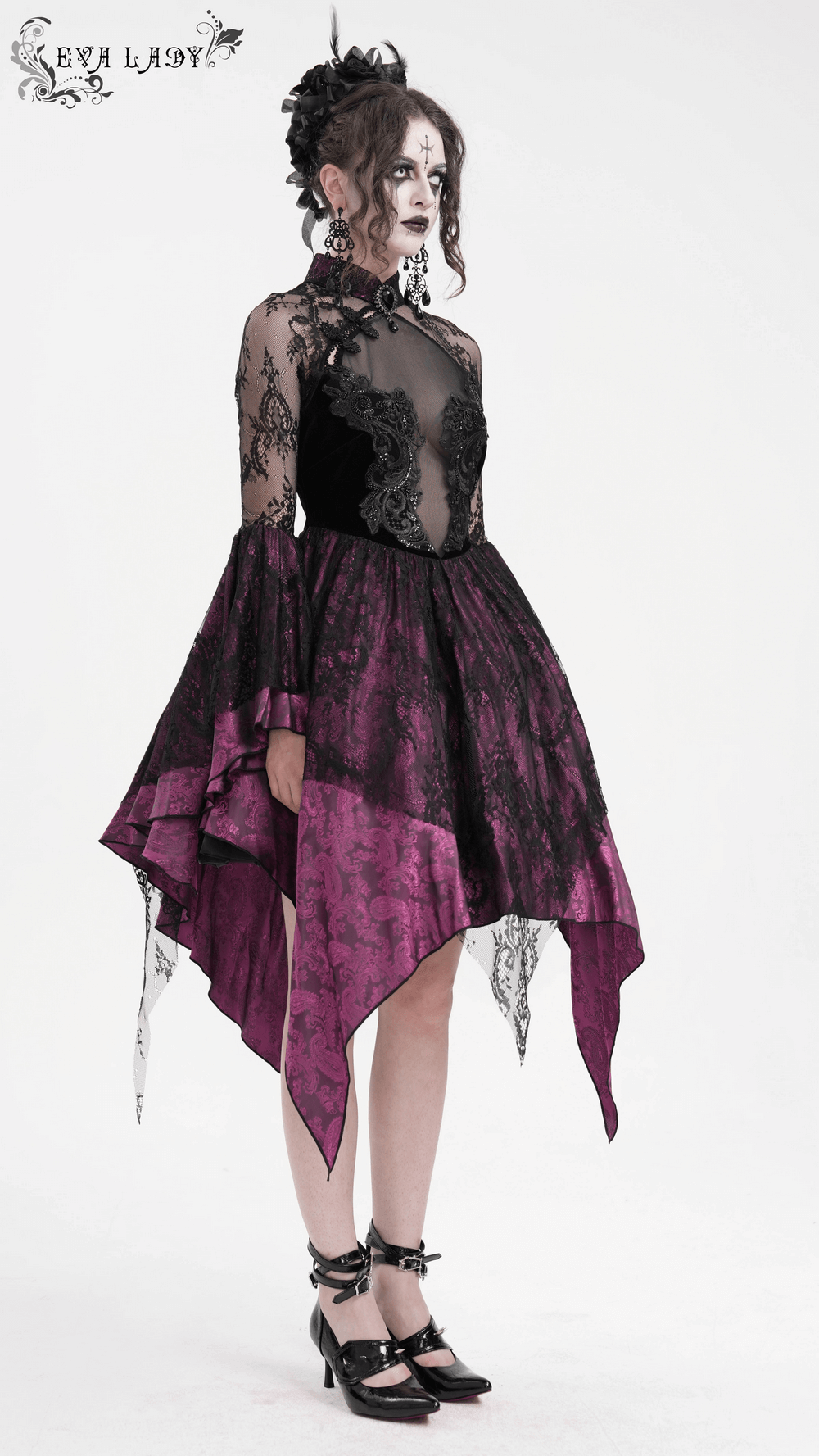 Mysterious Lace Cheongsam Dress with High Collar - image 15