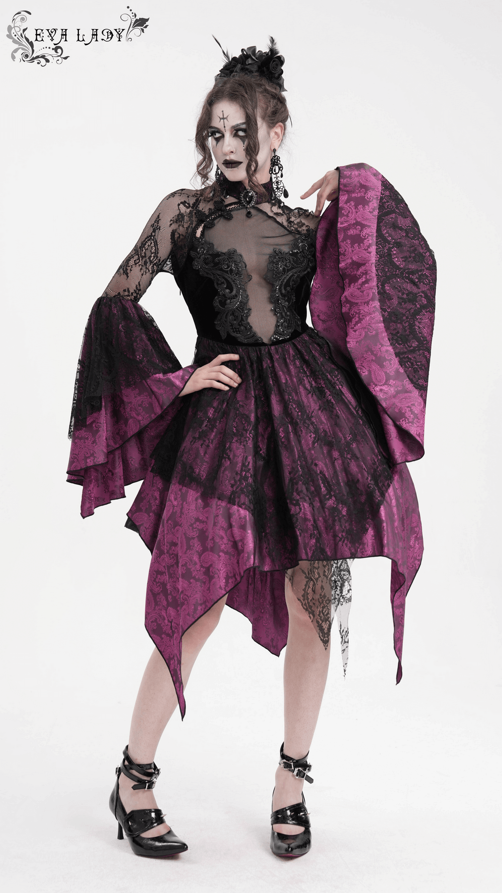 Mysterious Lace Cheongsam Dress with High Collar - image 16