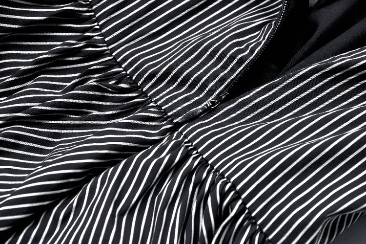 Pinstripe Gothic Dress with Lace Trim and Corset Back - image 10