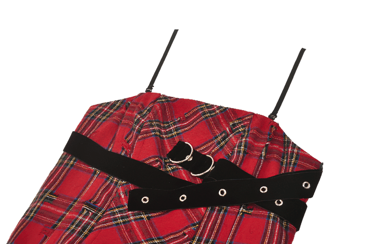 Plaid Corset Dress with Punk-Inspired Strap Details - image 6