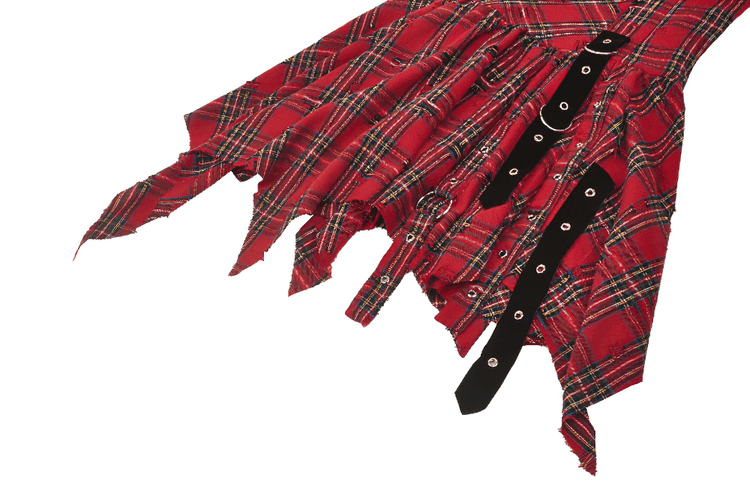 Plaid Corset Dress with Punk-Inspired Strap Details - image 7