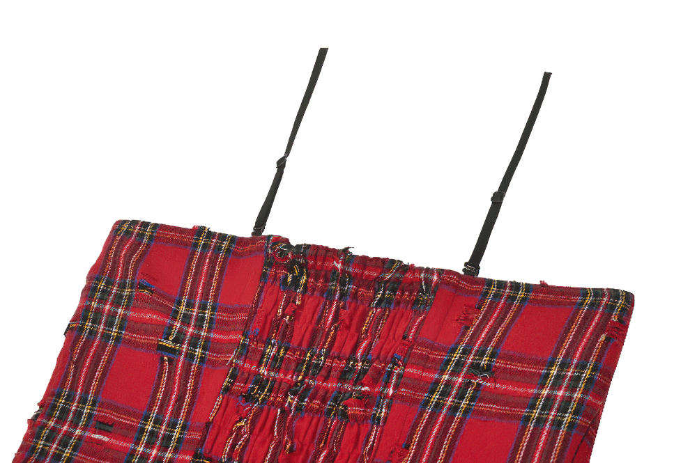 Plaid Corset Dress with Punk-Inspired Strap Details - image 8