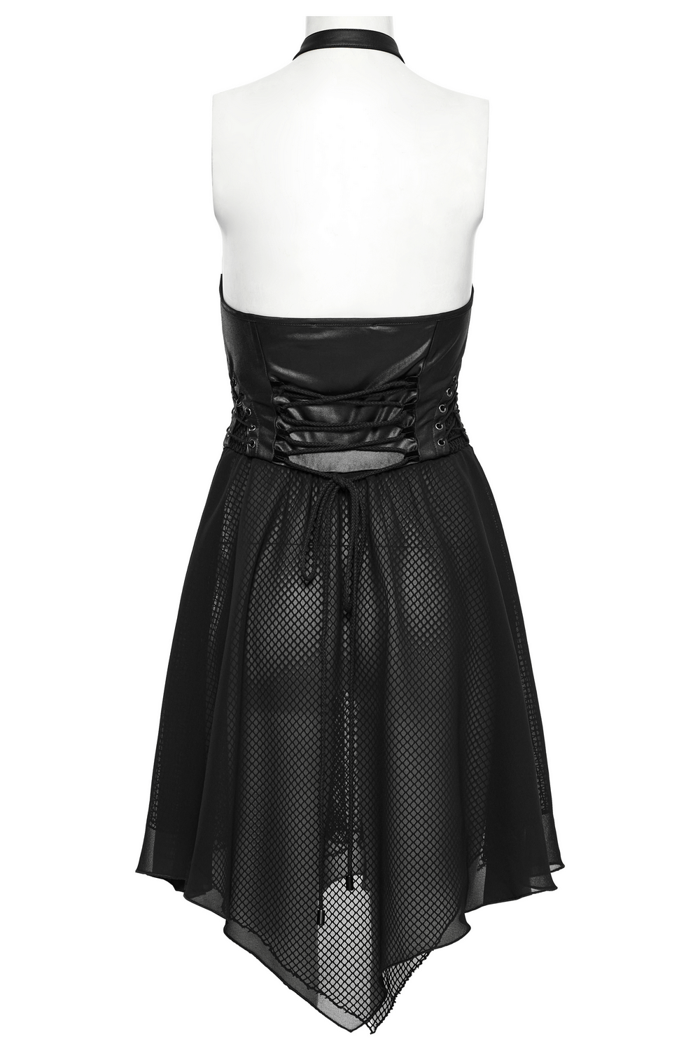 Punk Halter Neck Dress with Lace-Up and Chiffon Hem - image 8