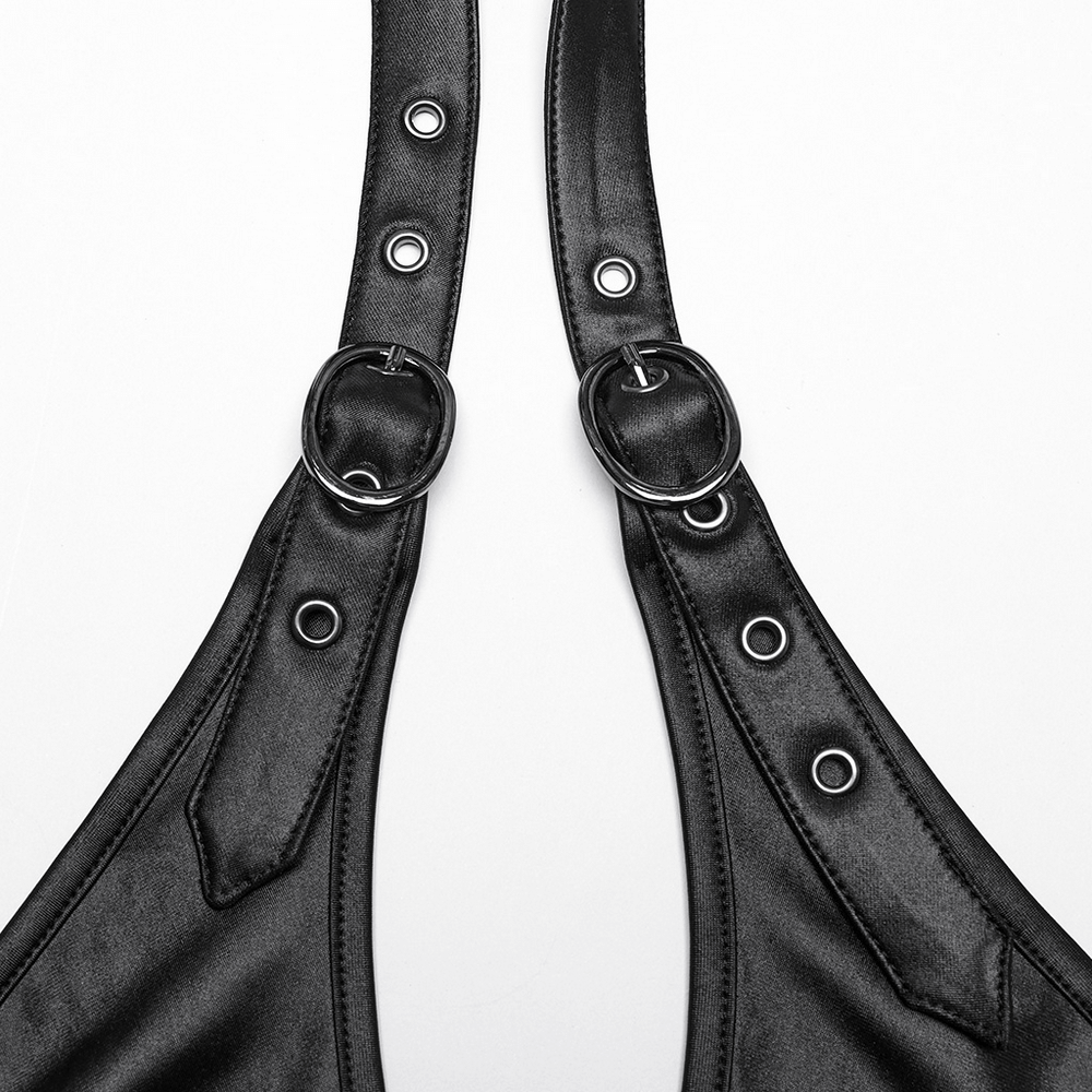 Punk Halter Neck Dress with Lace-Up and Chiffon Hem - image 10