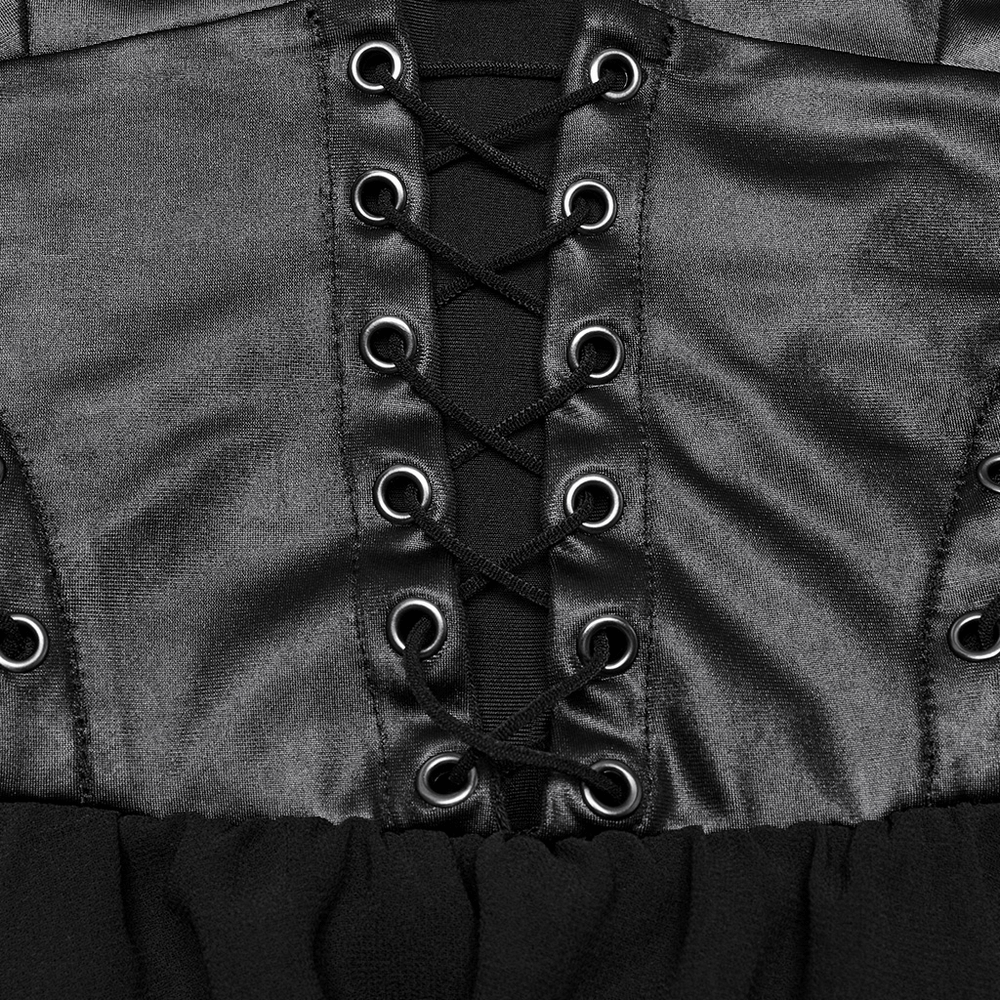 Punk Halter Neck Dress with Lace-Up and Chiffon Hem - image 11