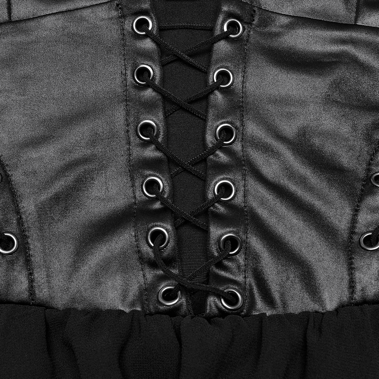 Punk Halter Neck Dress with Lace-Up and Chiffon Hem - image 11