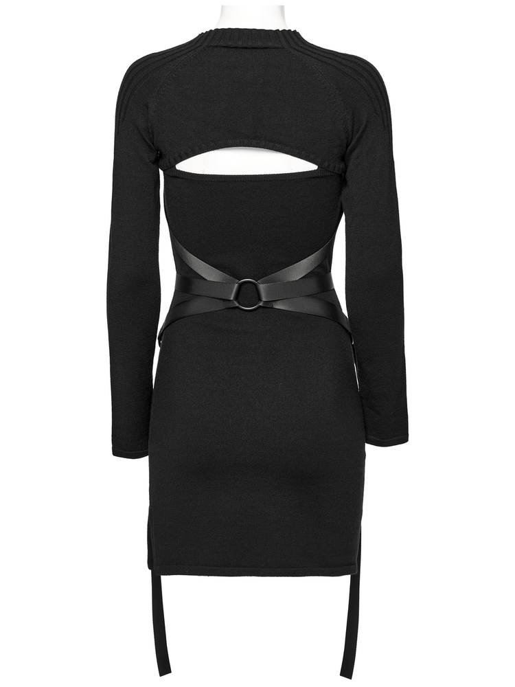 Punk Harness Ribbed Dress Set with Adjustable Details - image 7