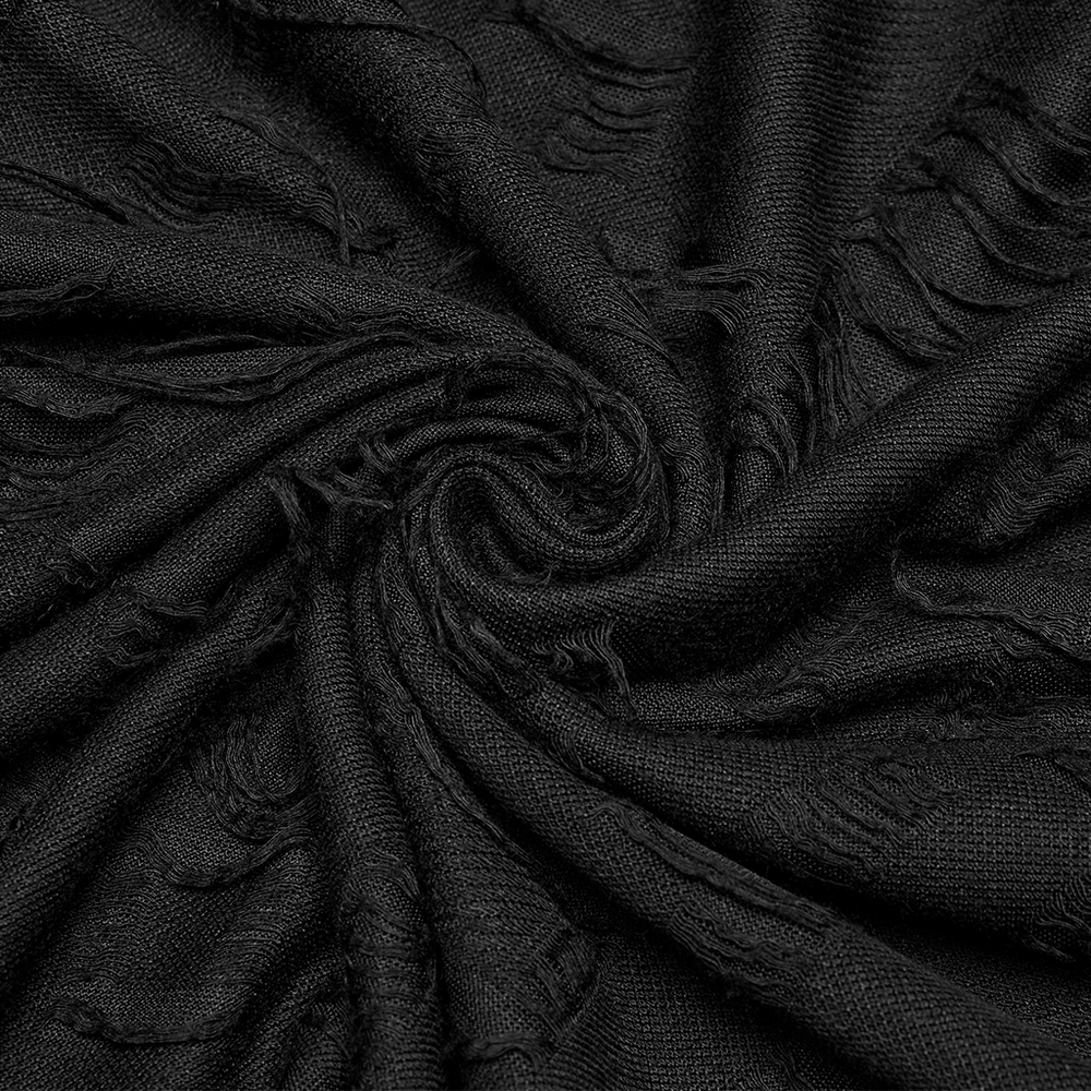 Punk Hooded Dress with Asymmetrical Hem and Textured Mesh - image 7