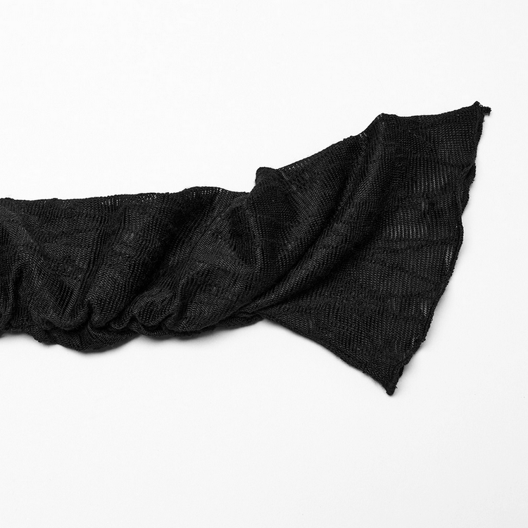 Punk Hooded Dress with Asymmetrical Hem and Textured Mesh - image 9