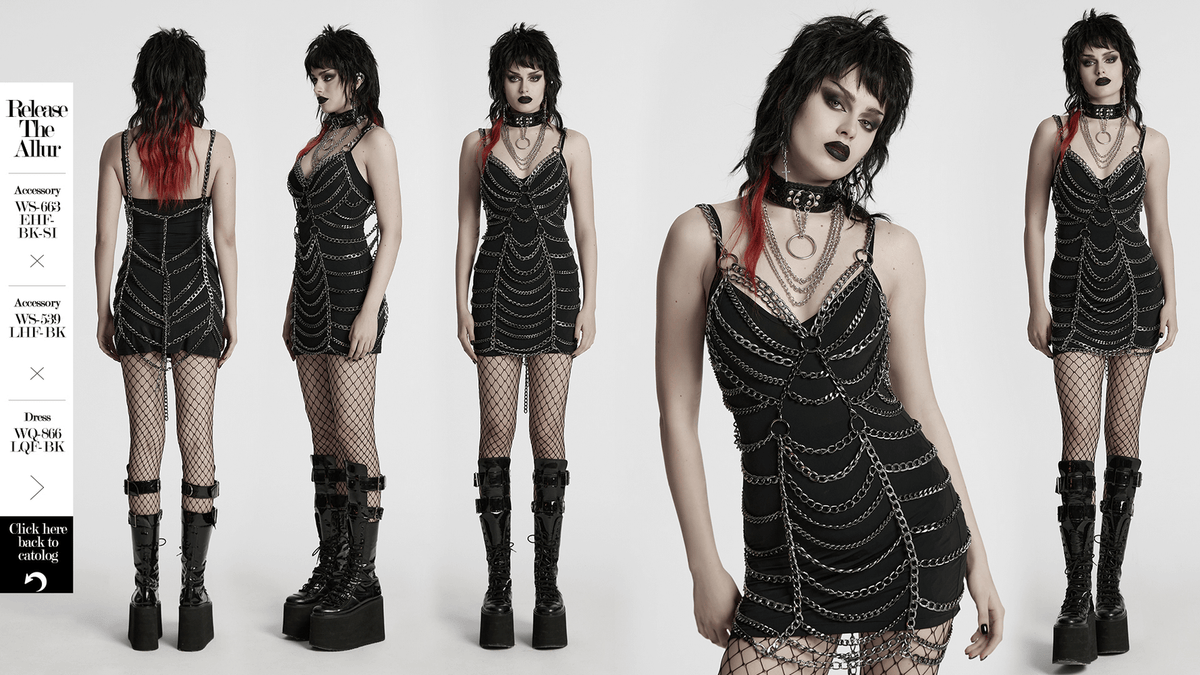 Punk Metal Chain Body Harness Dress with Adjustable Chains - image 18