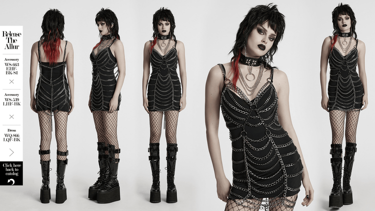 Punk Metal Chain Body Harness Dress with Adjustable Chains - image 18