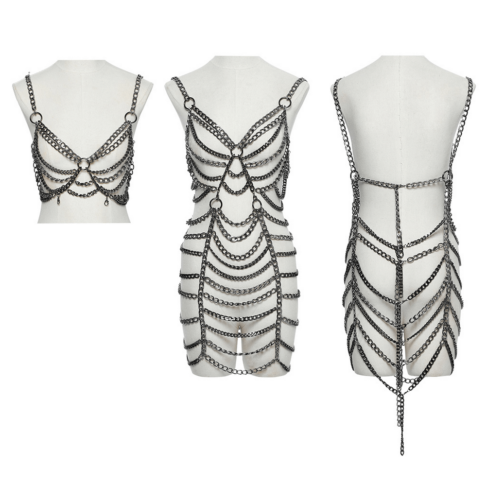 Punk Metal Chain Body Harness Dress with Adjustable Chains - image 3