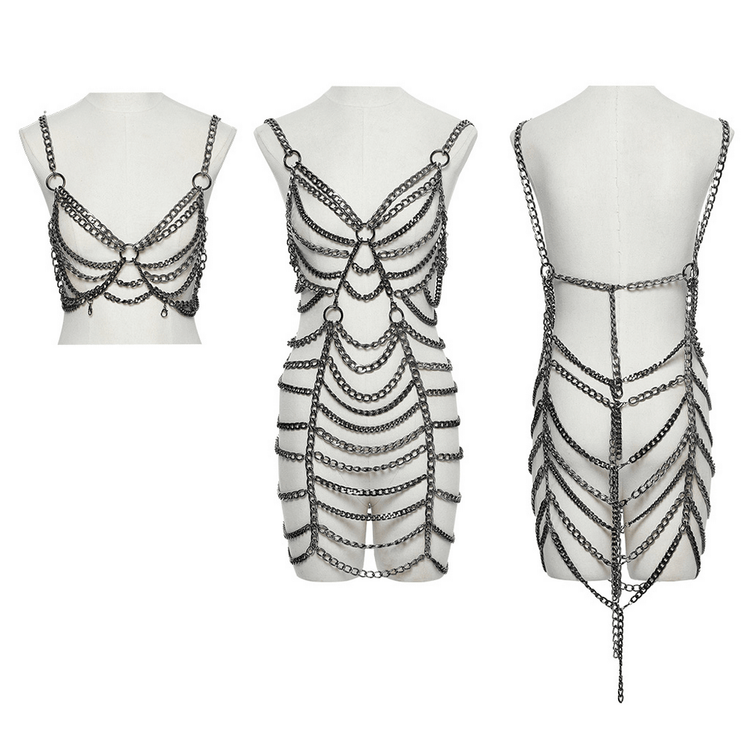 Punk Metal Chain Body Harness Dress with Adjustable Chains - image 3
