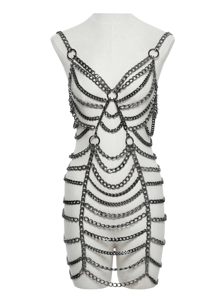 Punk Metal Chain Body Harness Dress with Adjustable Chains - image 4