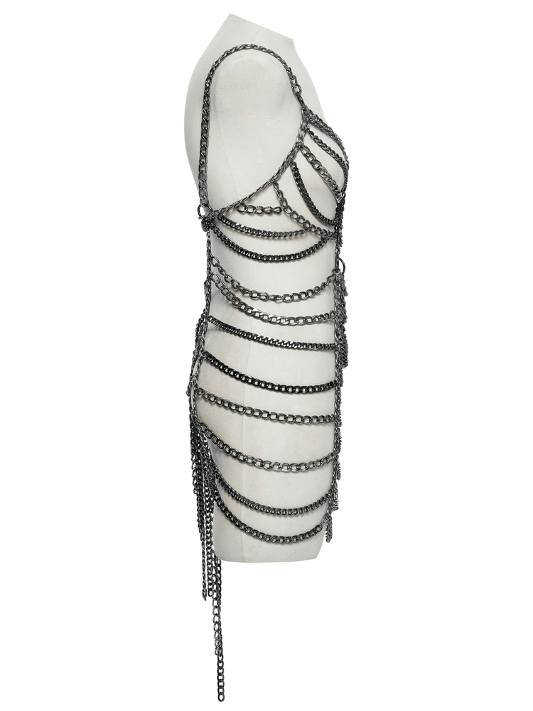 Punk Metal Chain Body Harness Dress with Adjustable Chains - image 5