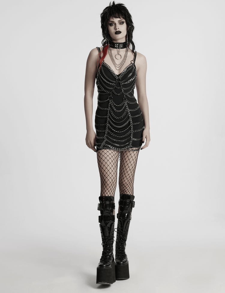 Punk Metal Chain Body Harness Dress with Adjustable Chains - image 13