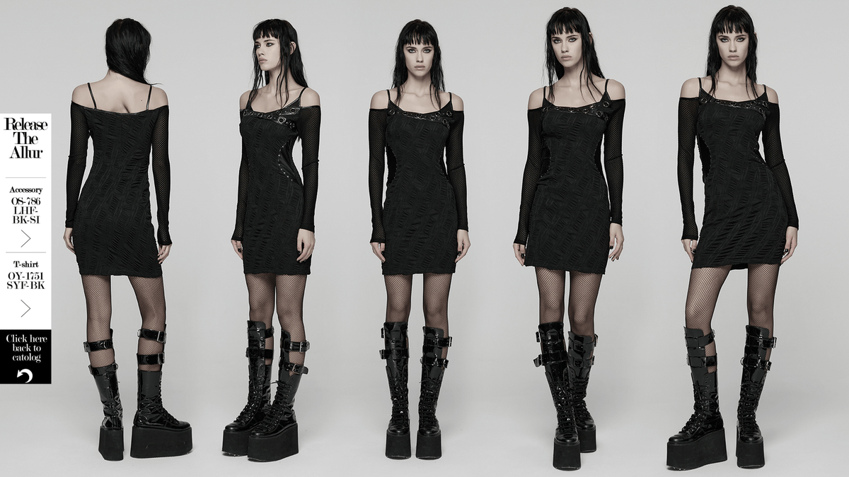Punk Off-the-Shoulder Bodycon Dress with Metal Eyelets - image 13