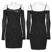 Punk Off-the-Shoulder Bodycon Dress with Metal Eyelets - image 3