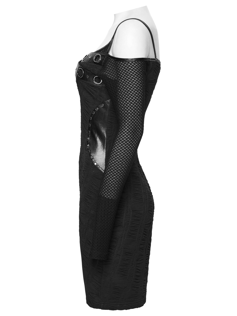 Punk Off-the-Shoulder Bodycon Dress with Metal Eyelets - image 5