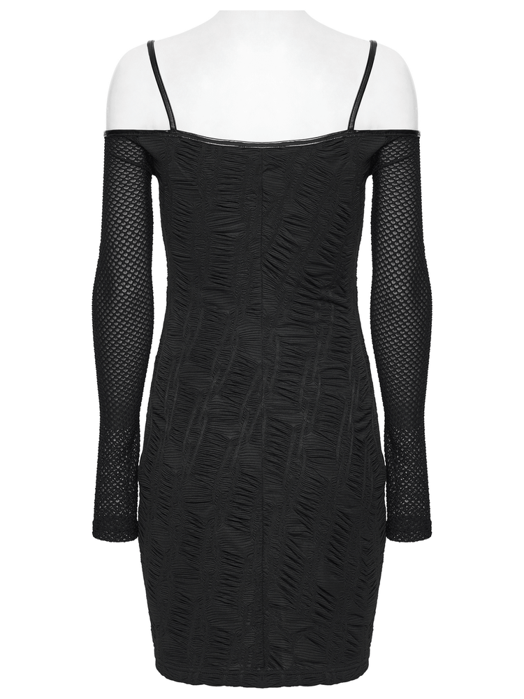 Punk Off-the-Shoulder Bodycon Dress with Metal Eyelets - image 6