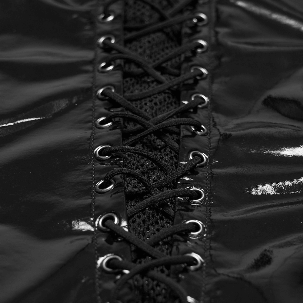 Punk Patent Leather Dress with Mesh Panels and Buckles - image 9