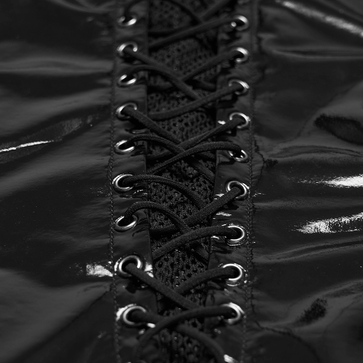 Punk Patent Leather Dress with Mesh Panels and Buckles - image 9