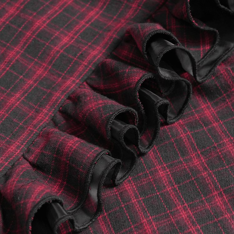 Punk Plaid Lace-Up Ruffle Asymmetrical Mini Dress - image 10