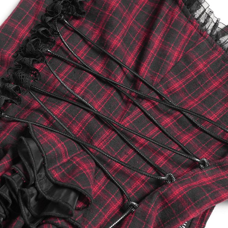 Punk Plaid Lace-Up Ruffle Asymmetrical Mini Dress - image 11
