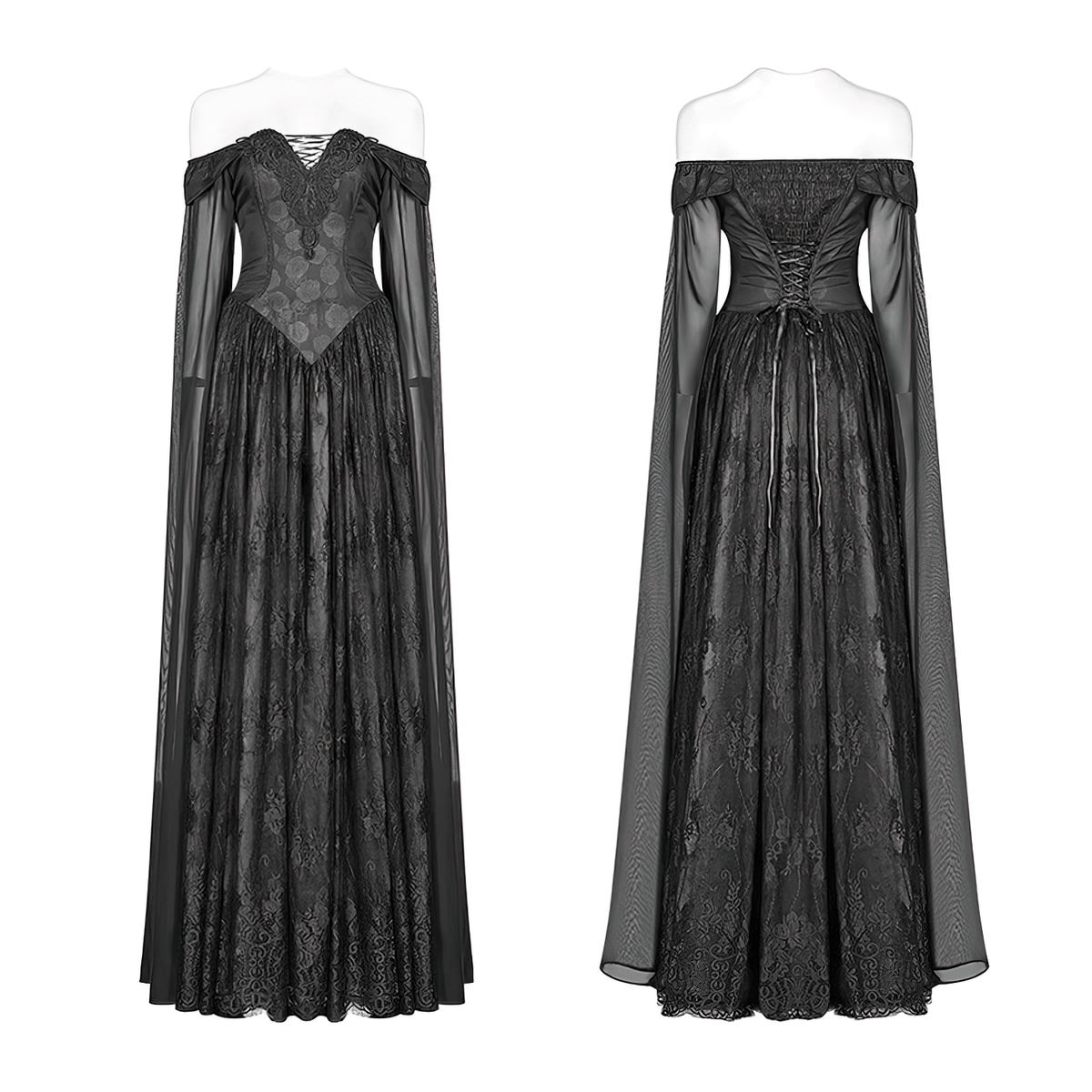 Punk Rave Celestia Gothic Victorian Lace Long Dress - image 3
