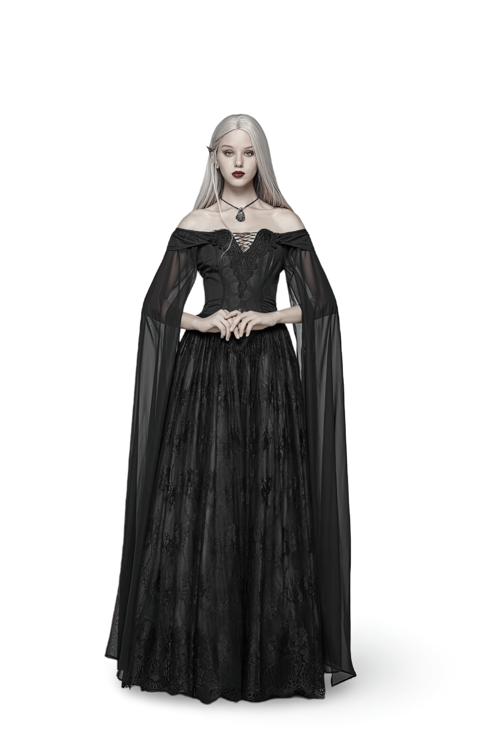 Punk Rave Celestia Gothic Victorian Lace Long Dress - image 1