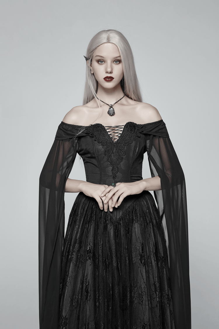 Punk Rave Celestia Gothic Victorian Lace Long Dress - image 12