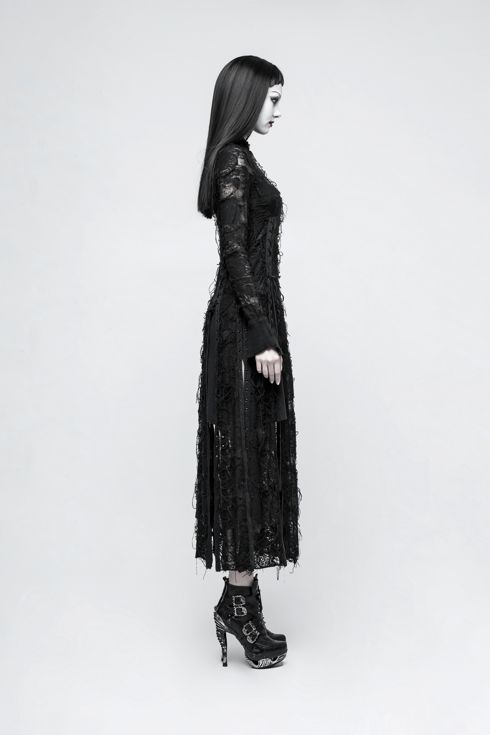 Punk Rave Gothic Lace Rope Dress - Black Witch - image 12
