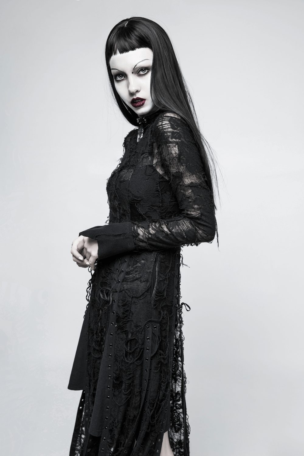 Punk Rave Gothic Lace Rope Dress - Black Witch - image 11