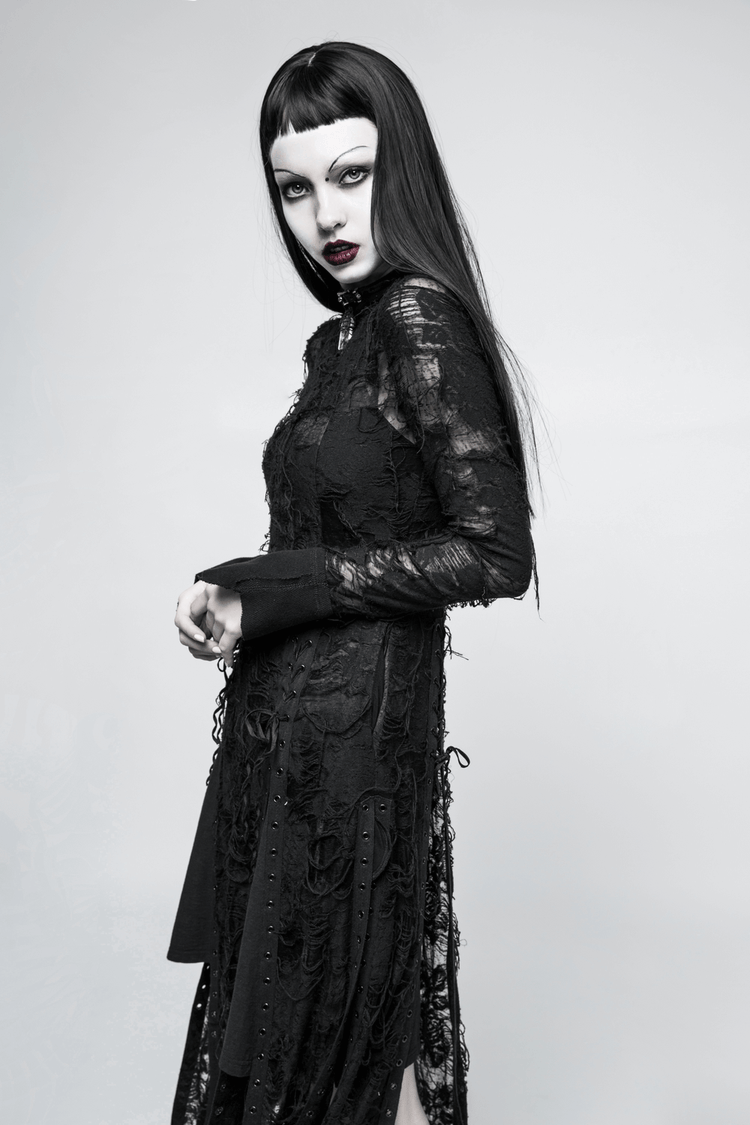 Punk Rave Gothic Lace Rope Dress - Black Witch - image 11