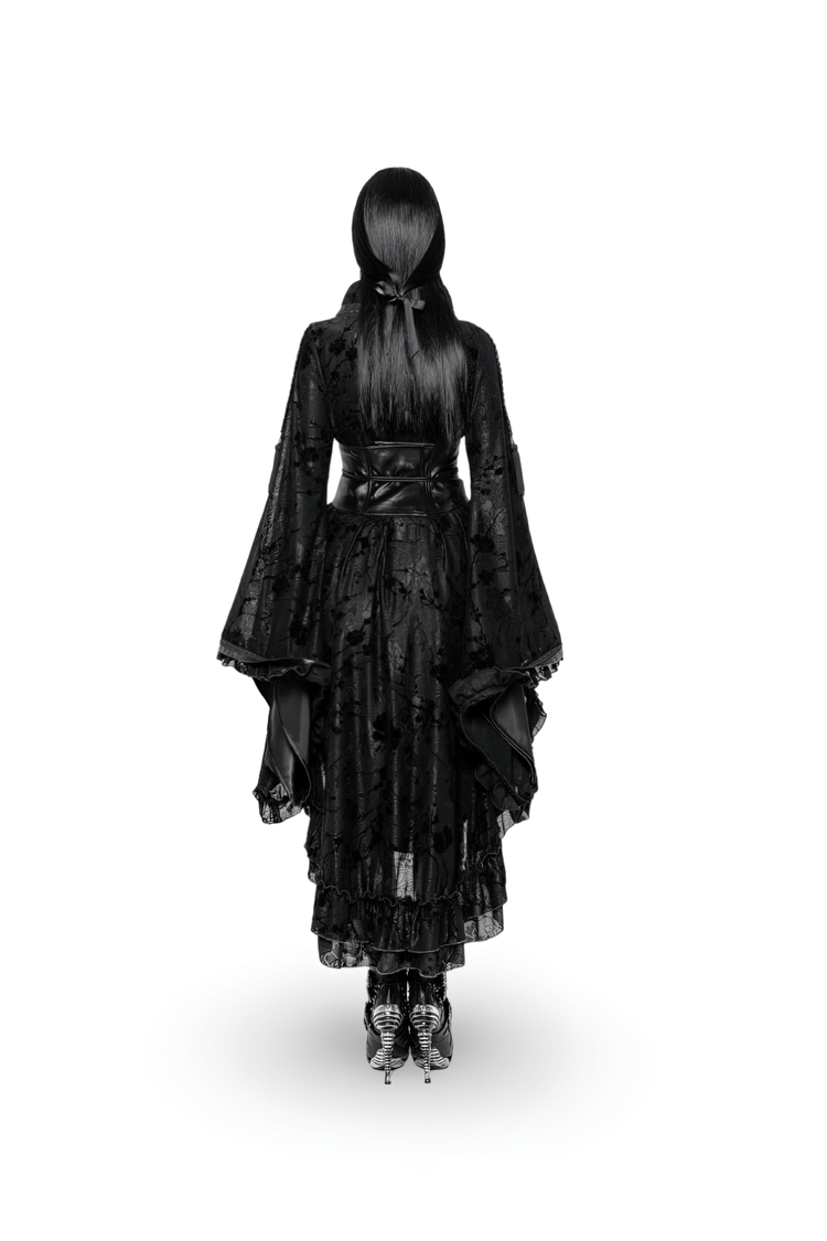 Punk Rave Gothic Lolita Flocking Lace Kimono Dress - image 2