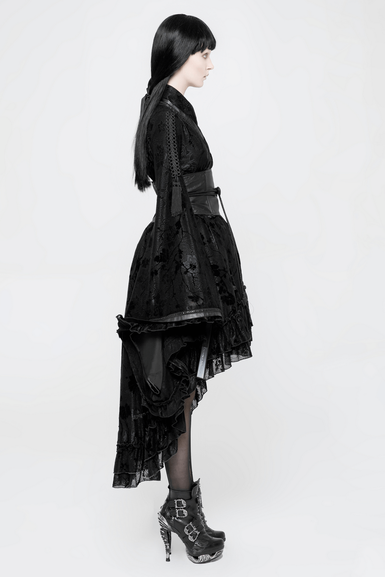 Punk Rave Gothic Lolita Flocking Lace Kimono Dress - image 13