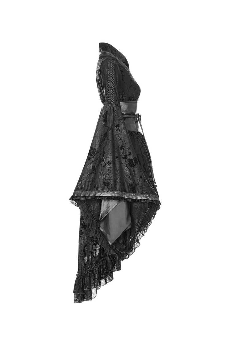 Punk Rave Gothic Lolita Flocking Lace Kimono Dress - image 5
