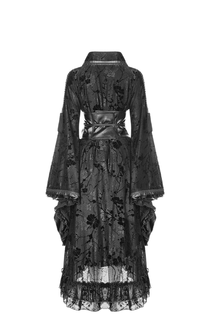 Punk Rave Gothic Lolita Flocking Lace Kimono Dress - image 6