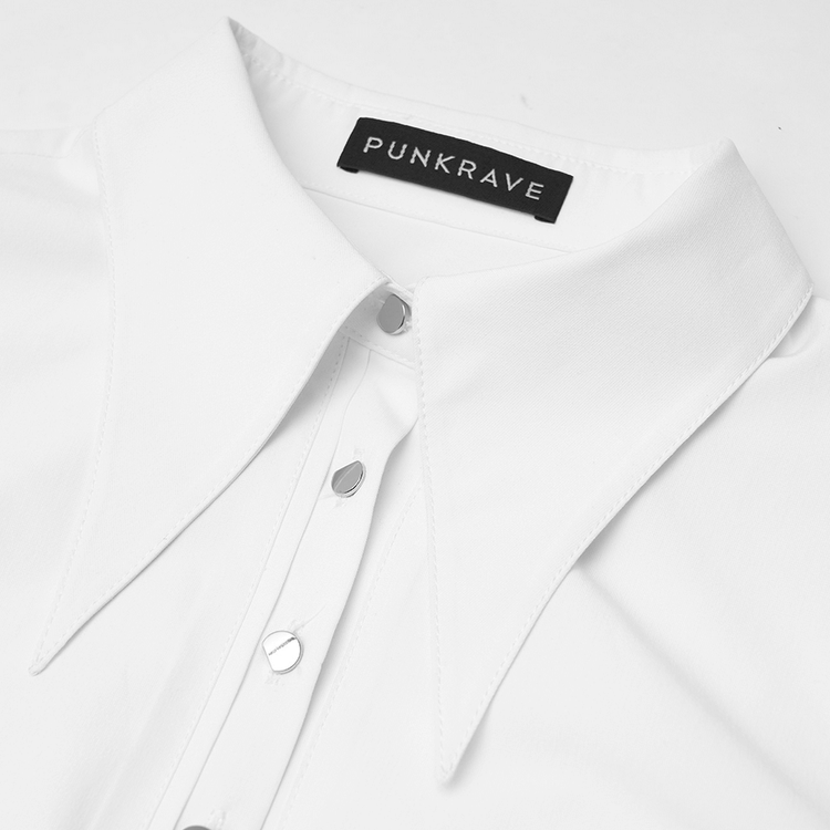 Punk Rave Gothic White Swallowtail Shirt Dress - image 8