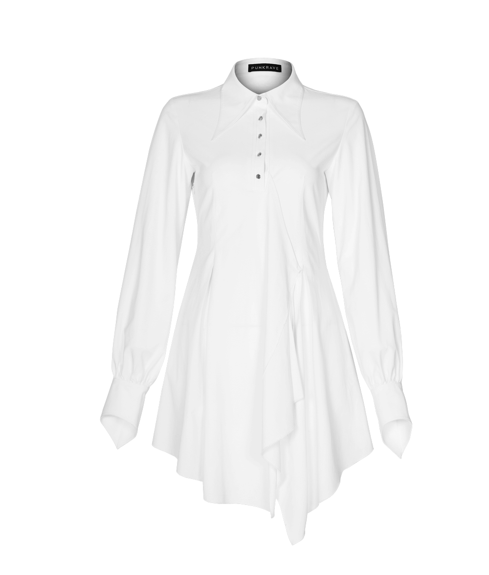 Punk Rave Gothic White Swallowtail Shirt Dress - image 4