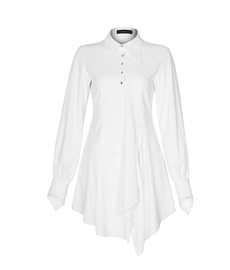Punk Rave Gothic White Swallowtail Shirt Dress - image 4